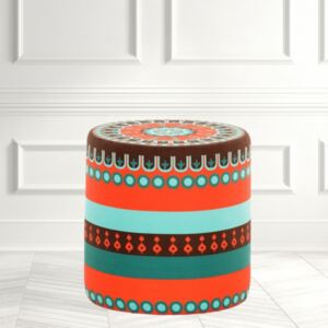 Taburet multicolor ETNO, Textil, 40x42 cm, Stil Vintage, Living/Dormitor/Birou