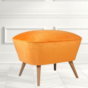 Taburet portocaliu HAYLEY, Stofa catifelata, 57x45x45 cm, Stil modern, Living/Dormitor/Birou