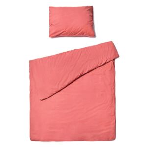 Lenjerie de pat din bumbac pentru o persoană Le Bonom, 140 x 220 cm, roz corai