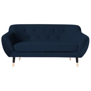 Canapea cu 2 locuri Mazzini Sofas AMELIE cu picioare negre, albastru închis