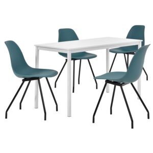 [en.casa]® Masa bucatarie/salon design elegant (120x60cm) + 4 scaune turcoaz elegante / scaun bucatarie/salon