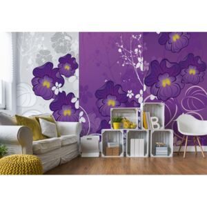 Fototapet - Flowers Purple Modern Design Vliesová tapeta - 254x184 cm
