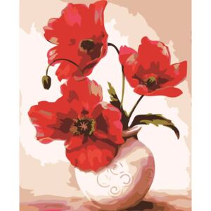 Pictura pe numere „Flori de mac în vază” 50x40 cm