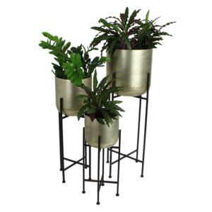 Set 3 suporturi pentru plante din metal 31x31x91 cm sampanie