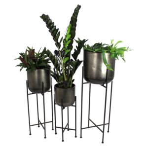 Set 3 suporturi pentru plante 31x31x91 cm negre