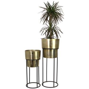Set 2 suporturi pentru plante din aluminiu 35x35x93 cm aurii