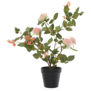 Trandafir artificial în ghiveci, roz, 50 cm