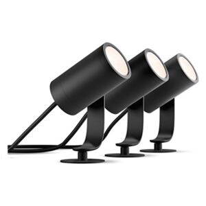 Set 3 proiectoare LED culoare neagra Philips, HUE Lily