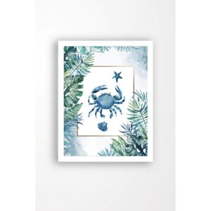Tablou pe pânză în ramă albă Tablo Center Blue Crab, 29 x 24 cm