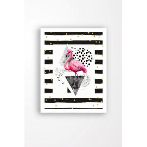 Tablou pe pânză în ramă albă Tablo Center Flamingo Black, 29 x 24 cm
