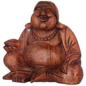 Statuetă Raw Wood Happy Buddha, L