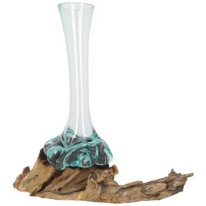 Vaza de sticla turnata in radacina lemn, M