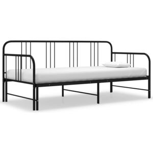 Cadru pat canapea extensibilă, negru, 90 x 200 cm, metal