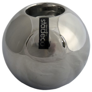 StarDeco Sfeșnic rotund de culoarea argintii, 10 cm