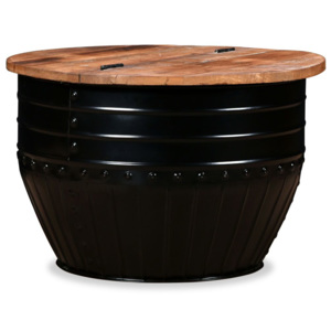 Măsuță de cafea în formă de butoi Lemn masiv reciclat Negru