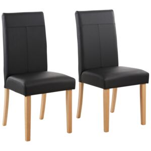 Set 4 scaune Rubin negre imitatie de piele 47/59/101 cm