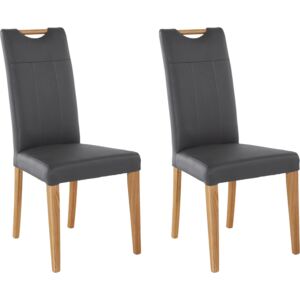 Set 2 scaune Roberta gri piele naturala 47/61/99 cm