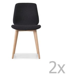 Set 2 scaune cu picioare din lemn masiv de stejar WOOD AND VISION Cut, negru