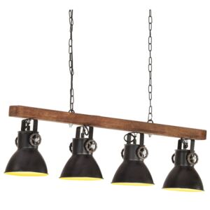 Lampă suspendată industrială, negru, lemn de mango, E27