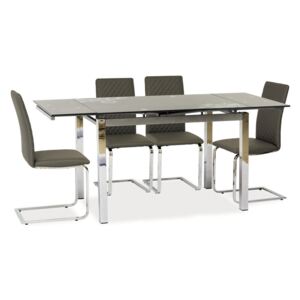 Masa de sticla extensibile living gri GD017, metal cromat/sticla securizata, 110/170X74X75
