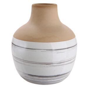 Vaza Bologna, ceramica, bej alb, 13x11 cm