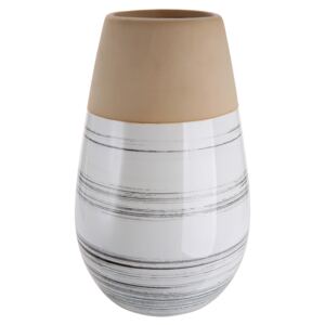 Vaza Bologna, ceramica, bej alb, 22x14 cm