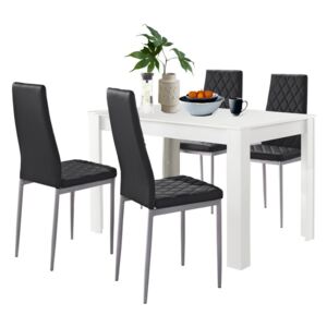 Set masă albă și 4 scaune negre Støraa Lori and Barak, 120 x 80 cm