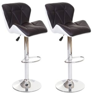 Set de 2 scaune de bar tapitate Stapleton, argintiu/alb/maro, 45 x 50 cm