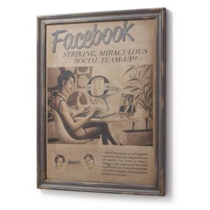 Tablou vintage cu rama gri din lemn 73x92 Lilou Facebook La Forma