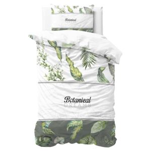 Lenjerie de pat din bumbac, pentru pat de o persoană Pure Cotton Botanical Dreams White, 140 x 200 cm