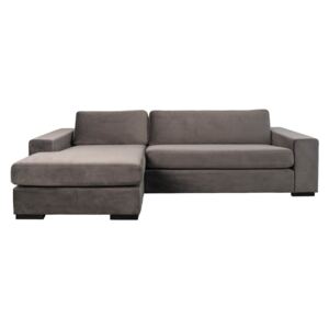 Canapea de catifea gri pe colt (stanga) Fiep Sofa Left Grey