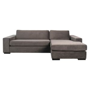 Canapea de catifea gri pe colt (dreapta) Fiep Sofa Right Grey