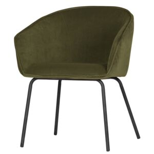 Set 2 scaune dining din catifea verde si metal negru Sien