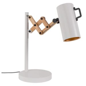 Lampa de birou alba din metal si lemn cu dimmer Flex - alb