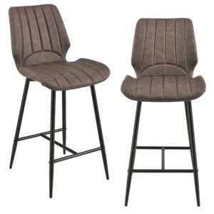 [en.casa] Set 2 scaune bar Noni 3, 102,5 x 46,5 cm, metal/imitatie piele, maro inchis