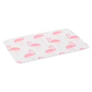 Covoras roz/alb din microfibra pentru baie 45x70 cm Flamingo Unimasa