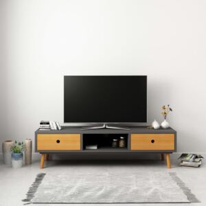 Comodă TV, gri, 120 x 35 x 35 cm, lemn masiv de pin