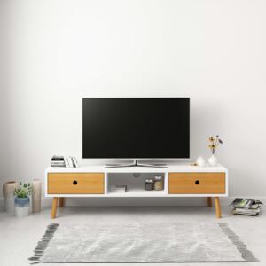 Comodă TV, alb, 120 x 35 x 35 cm, lemn masiv de pin