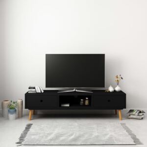 Comodă TV, negru, 120 x 35 x 35 cm, lemn masiv de pin