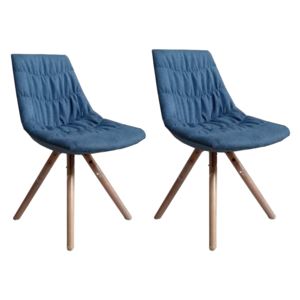 Set 2 scaune tapitate cu stofa, cu picioare de lemn Joy Dark Blue l47xA54xH80 cm