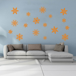 Snowflakes - autocolant de perete Portocaliu 50 x 35 cm