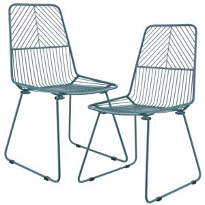 [en.casa]® Scaun metalic design "Sofia" (set doua bucati) - scaun bucatarie - turcoaz