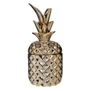 Pinelo Vas decorativ cu capac ananas, Ceramica, Auriu