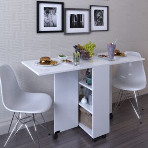 Masa extensibila bucatarie living Flamingo, alb lucios