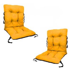 Set 2 Perne sezut/spatar pentru scaun de gradina sau balansoar, 50x50x55 cm, culoare galben