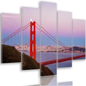 CARO Tablou pe pânză - Golden Gate 3 Bridge 100x70 cm
