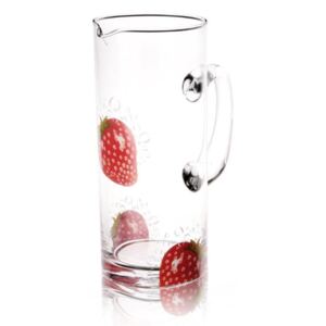 Cana Glassmark Capsuni 1,5 l, sticla, transparent, rosu