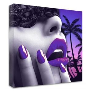 CARO Tablou pe pânză - Woman With Purple Make-Up 20x20 cm