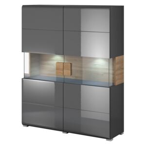 Expedo Comoda inalta SALAMANKA WM (42), 122x152x39, antracit/antracit luciu/stejar grandson
