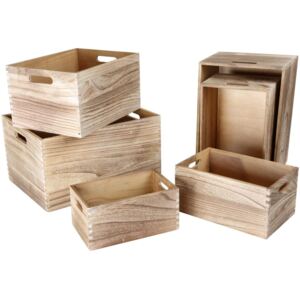 Set 6 cutii din lemn de depozitare Legler Wooden